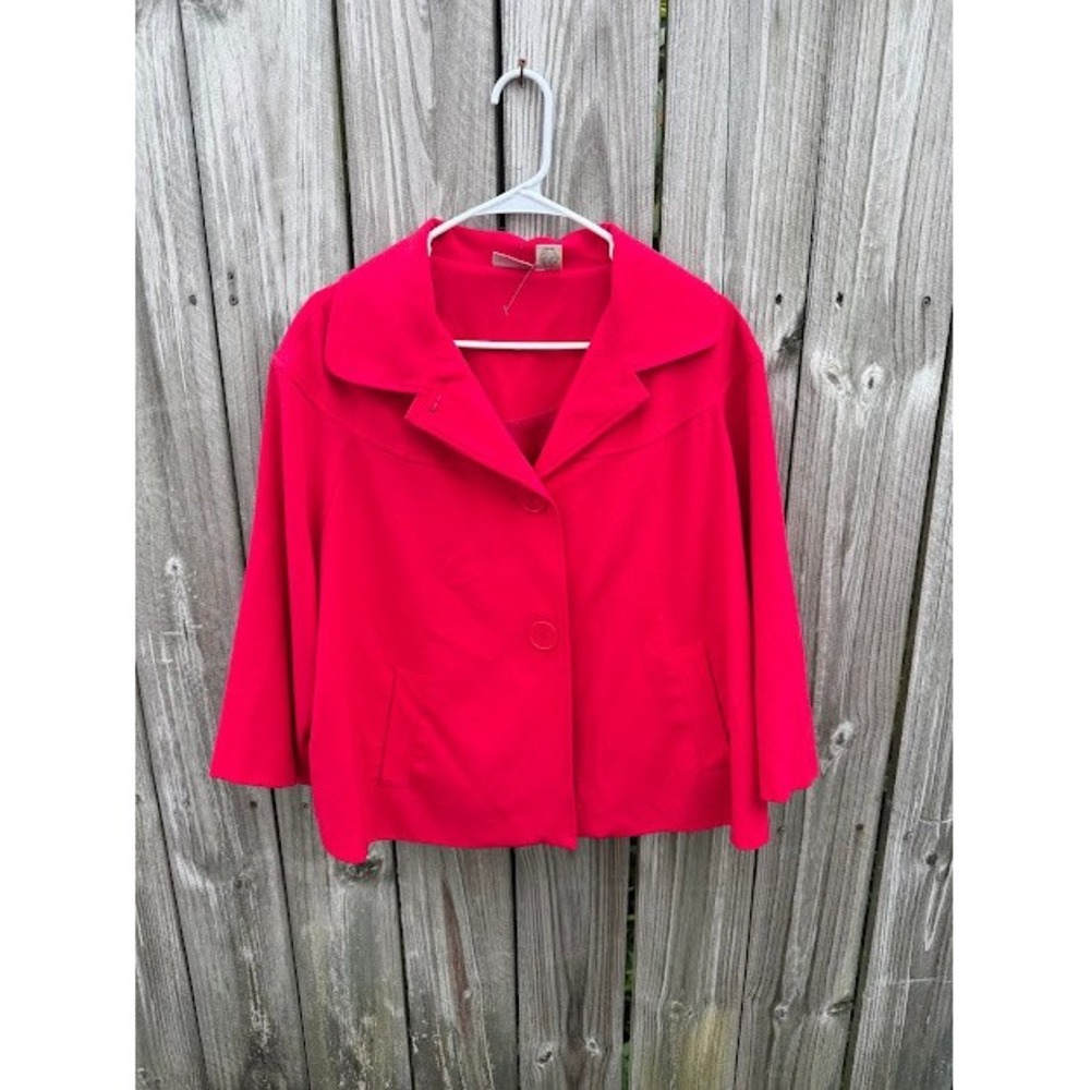 Office Professional Kim Rogers Signature Blazer 16 Red Cropped Swing Jacket